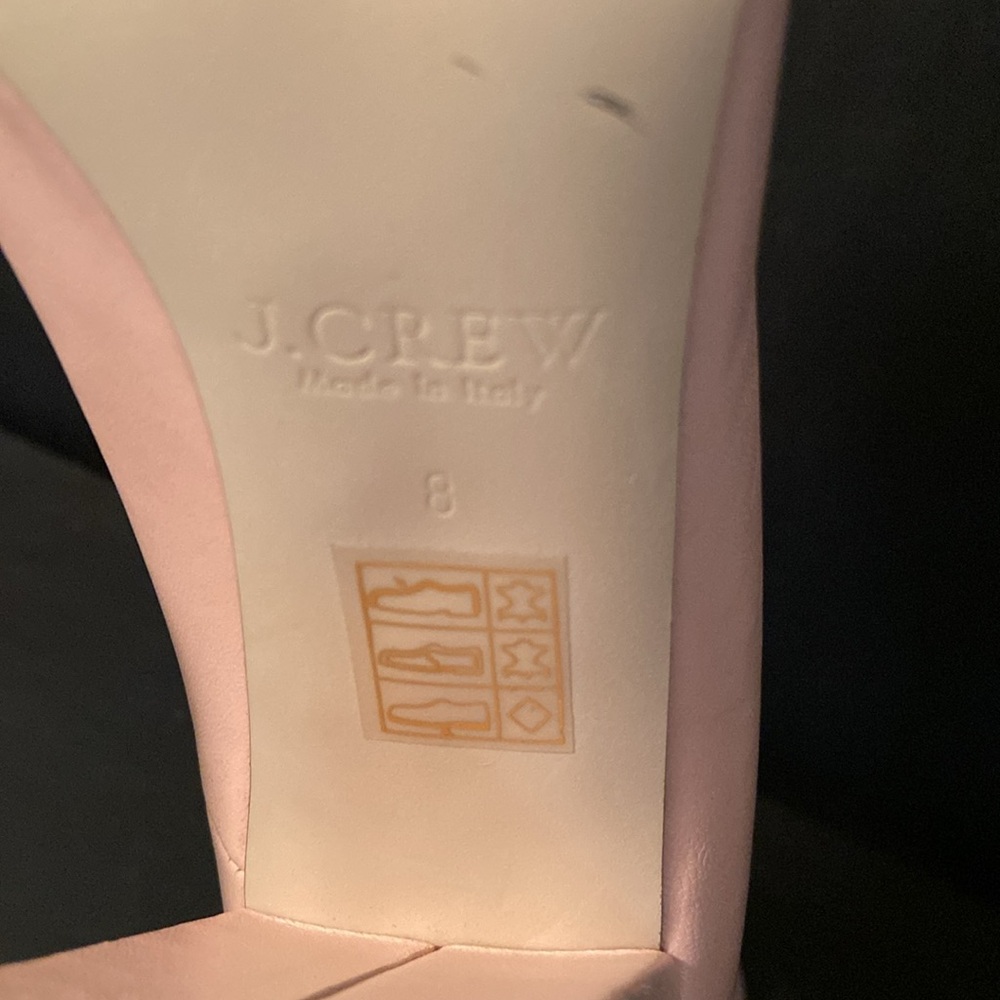J. Crew Lena Faded Blush Leather Black Cap Toe Pump Sz 38/7.5 Block Heels Italy - Picture 6 of 8